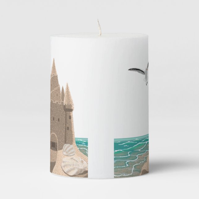 Sandcastle Seagull wax candle (Front)