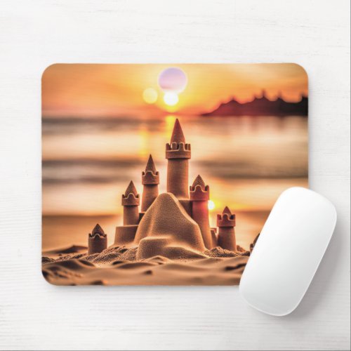 Sandcastles On Sunset Beach Mouse Pad