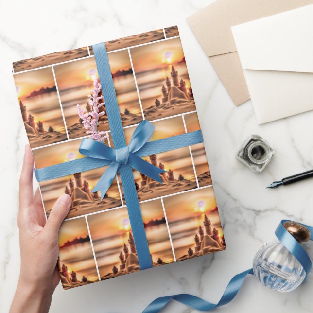 Sandcastles On Sunset Beach Wrapping Paper (Gifting)