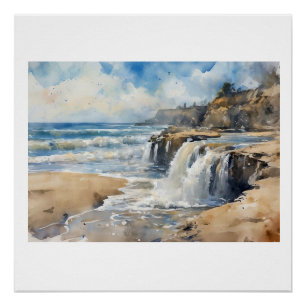 Sandcut Coastal Waterfall,  Poster