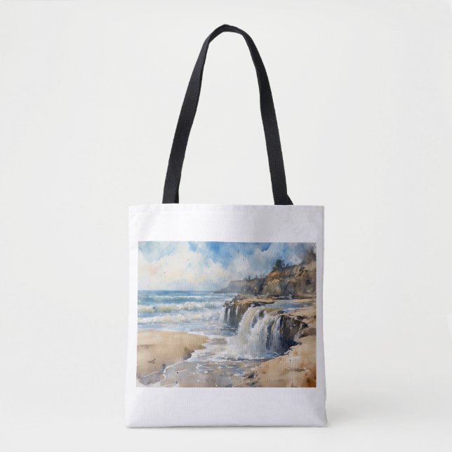 Sandcut Coastal Waterfall,  Tote Bag (Front)