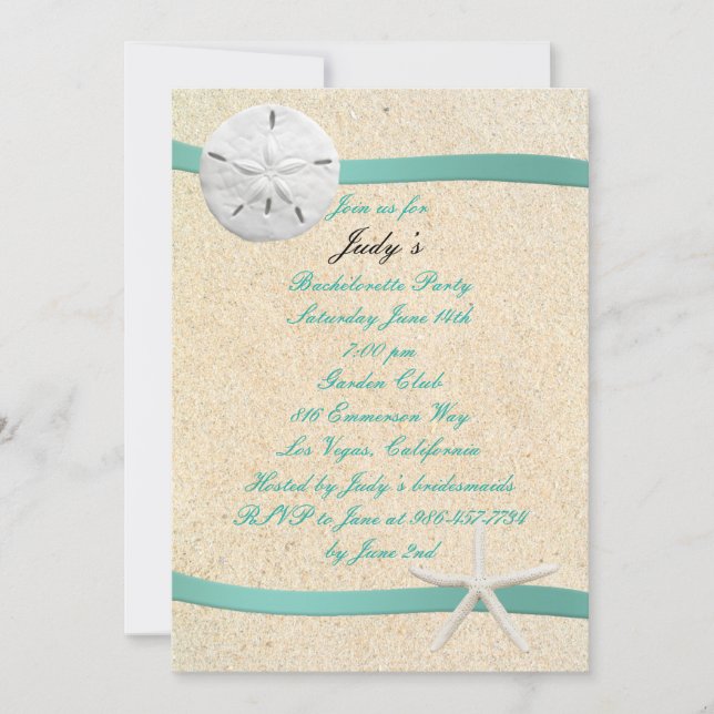 SandDollar Beach Wedding Bachelorette Party Invite (Front)