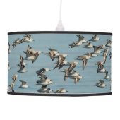 Sanderlings Take Flight in the Winter Skies Hanging Lamp (Front)
