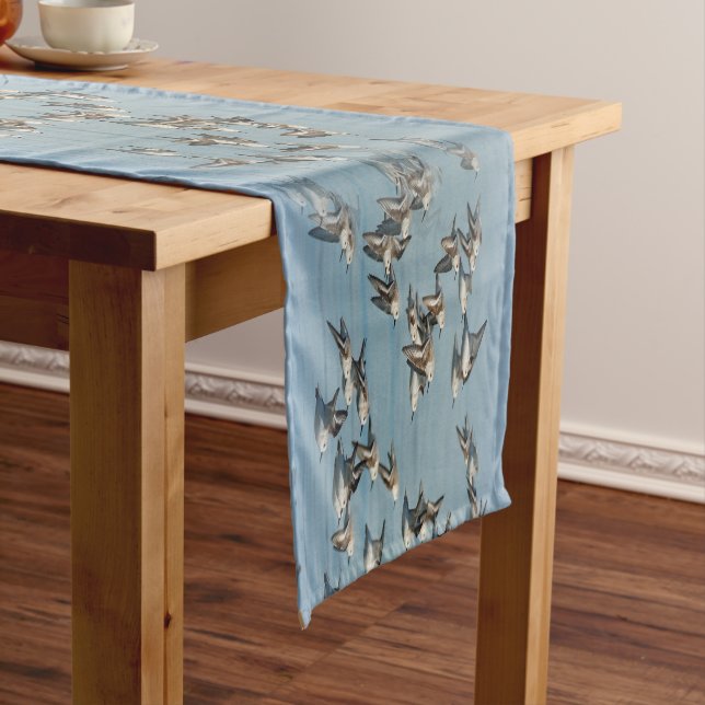 Sanderlings Take Flight in the Winter Skies Short Table Runner (In Situ)