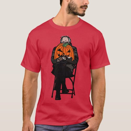 Sanders with Halloween Horror Pumpkin T_Shirt
