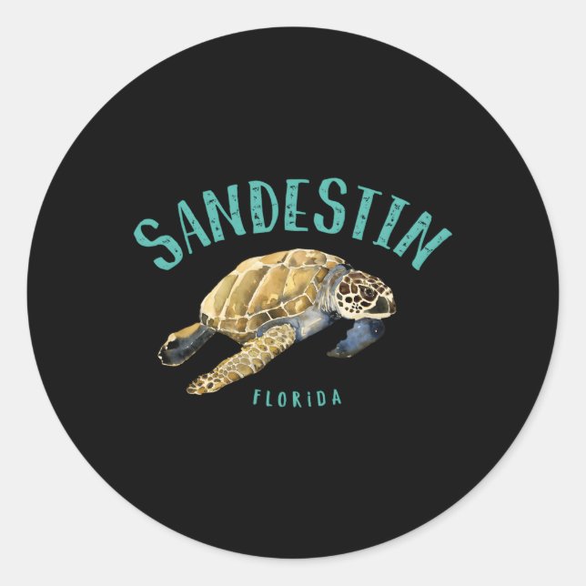 Sandestin Florida Sea Turtle Classic Round Sticker (Front)