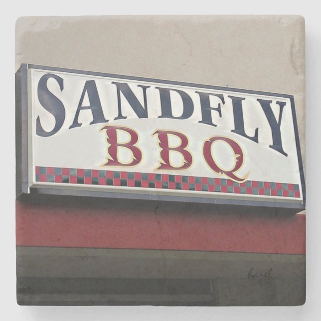 Sandfly BBQ, Savannah Georgia Marble Coaster (Front)