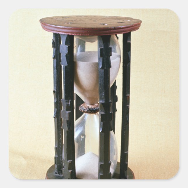 Sandglass, 17th century square sticker (Front)