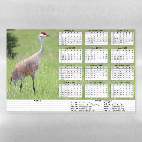Sandhill Crane 2022 Calendar  Magnetic Dry Erase Sheet