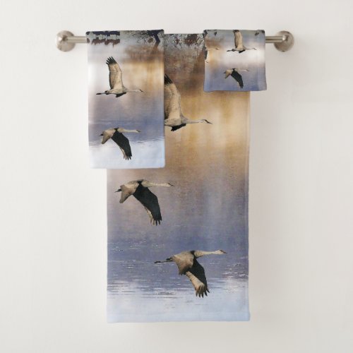 Sandhill Crane Birds Flying Wildlife Bath Towel