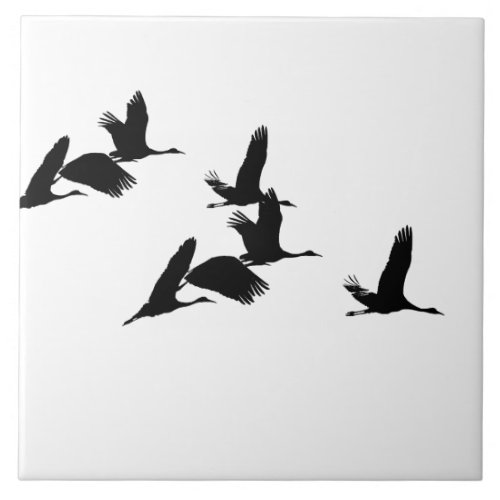 Sandhill Crane Birds Flying Wildlife Ceramic Tile