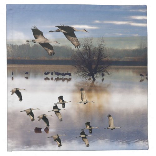 Sandhill Crane Birds Flying Wildlife Cloth Napkins