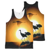 Sandhill Crane Birds Wildlife Animals Sun All-Over-Print Tank Top (Front and Back)