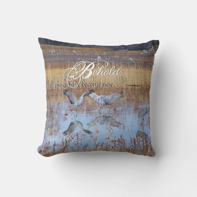 Sandhill Crane Birds Wildlife Bible Throw Pillow (Front)
