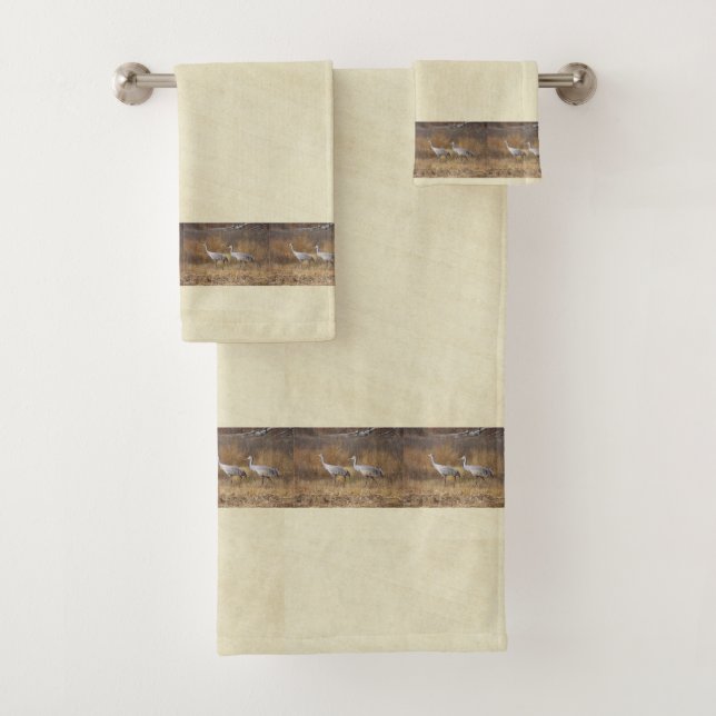 Sandhill Crane Birds Wildlife NWR Bath Towel Set (Insitu)