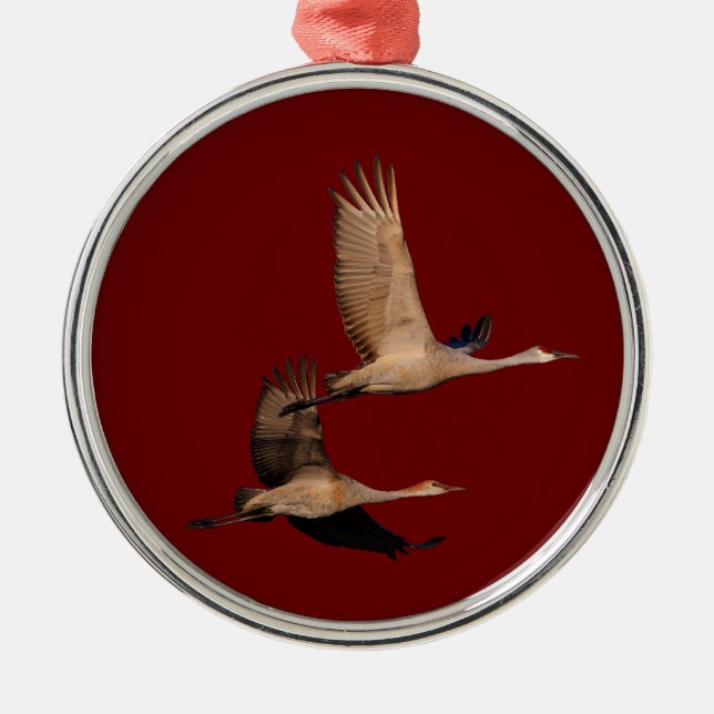sandhill crane couple metal ornament (Front)