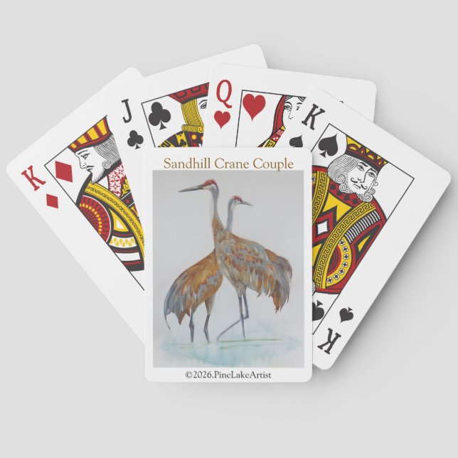 Sandhill Crane Couple Poker Cards (Back)