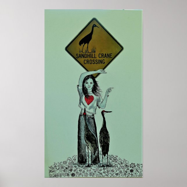 Sandhill Crane Crossing Poster (Front)