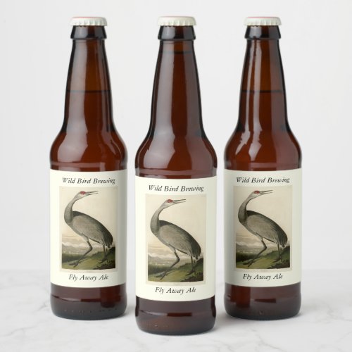 Sandhill Crane from Audubons Birds of America Beer Bottle Label