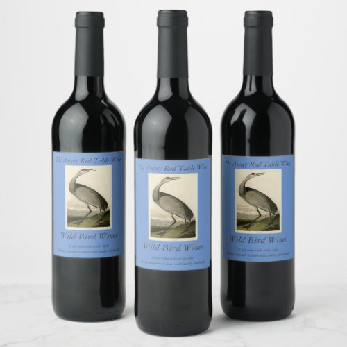 Sandhill Crane from Audubons Birds of America Wine Label