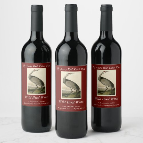 Sandhill Crane from Audubons Birds of America Wine Label