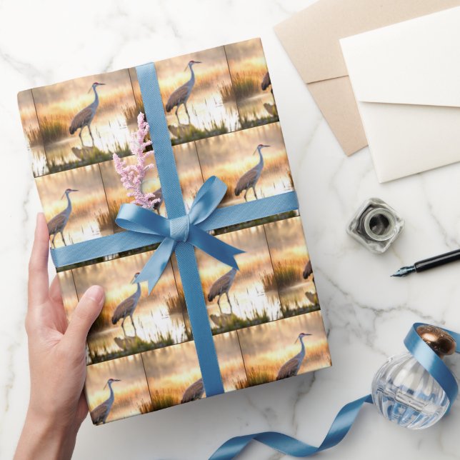 Sandhill Crane In A Marsh Wrapping Paper (Gifting)