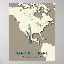 Sandhill Crane Migration Map – Minimalist Vintage