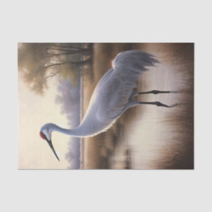 Sandhill Crane Oil Painting Decoupage Tissue Paper