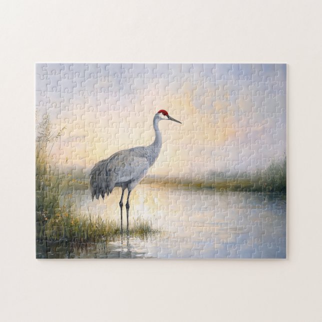 Sandhill Crane Painting Jigsaw Puzzle (Horizontal)