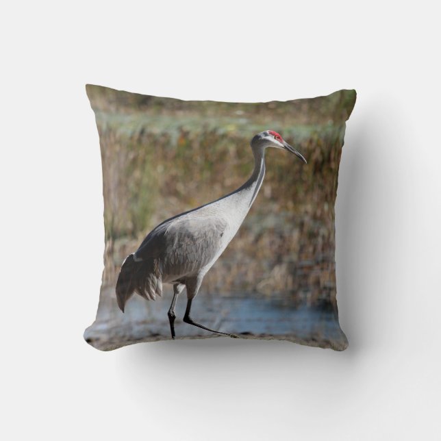 Sandhill Crane Throw Pillow (Front)