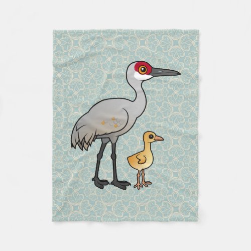 Sandhill Crane with Chick Fleece Blanket