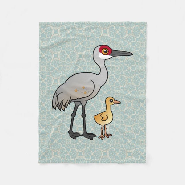 Sandhill Crane with Chick Fleece Blanket (Front)