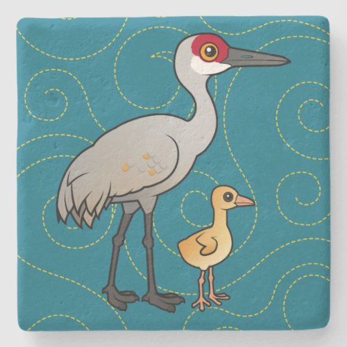 Sandhill Crane with Chick Stone Coaster
