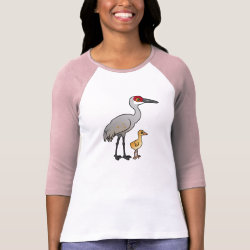 Sandhill Crane with Chick Ladies Raglan Fitted T-Shirt