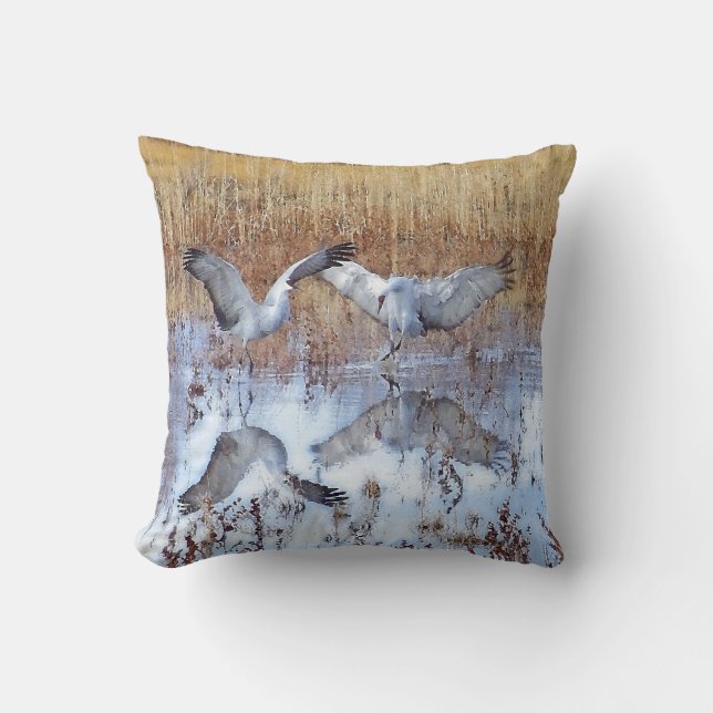 Sandhill Cranes Birds Animal Wildlife Pillow (Front)