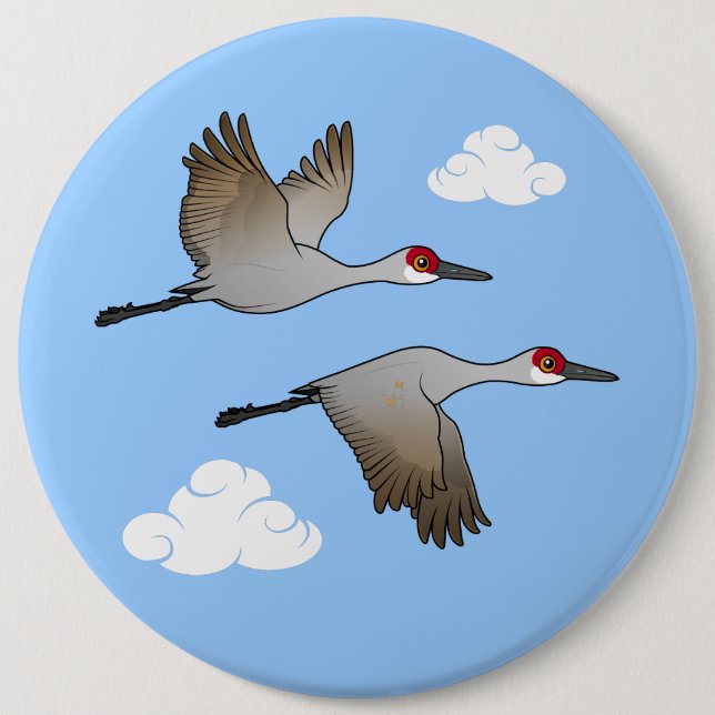 Sandhill Cranes in Flight Button (Front)