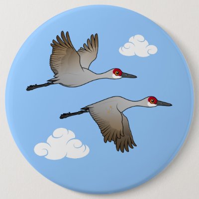 Sandhill Cranes in Flight Button