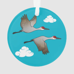 Sandhill Cranes in Flight Circle Acrylic Ornament