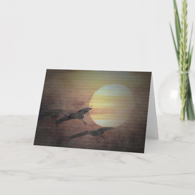 Sandhill Cranes In The Mist Greeting Cards (Front)