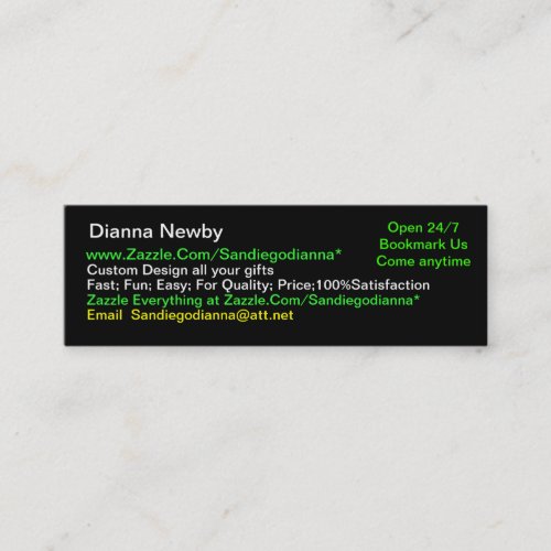 Sandiegodianna Black and Gold Skinny Business Card