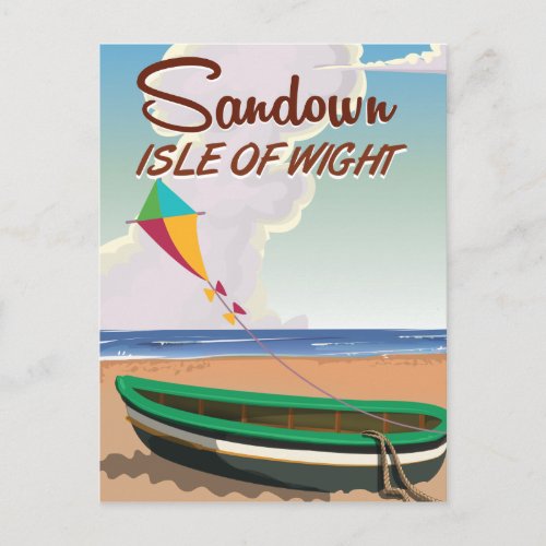 Sandown Isle of Wight vintage travel poster Postcard