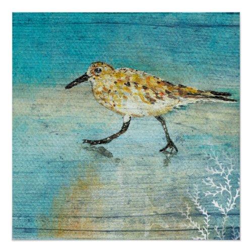 Sandpiper Beach Shorebird Weathered Art Print