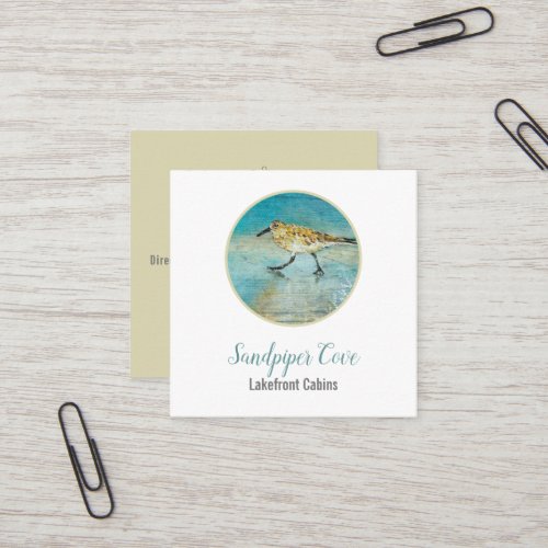 Sandpiper Bird Beach Coastal Rental Square Business Card