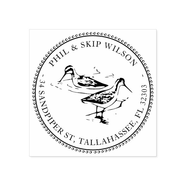 Sandpiper Bird Shorebird Return Address Stamp (Imprint)