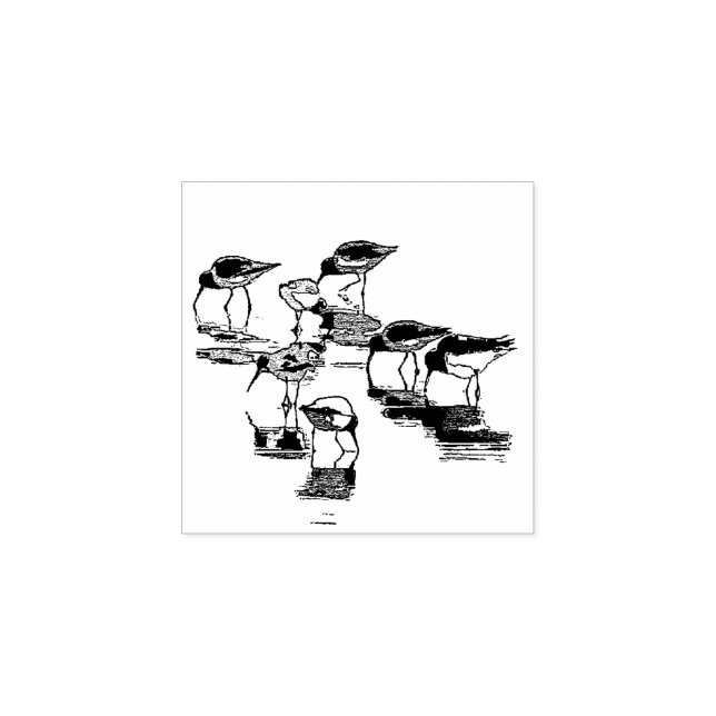 Sandpiper Birds Beach Animals Wood Stamp (Imprint)