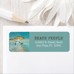 Sandpiper Coastal Bird Beach Painted Art Label