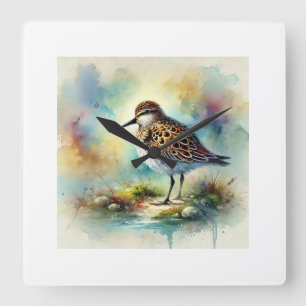 Sandpiper in the Morning Light 220924AREF140 - Wat Square Wall Clock