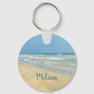 Sandpiper on the Seashore Beautiful Beach Keychain