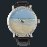 Sandpiper on the Seashore | Beautiful Beach Photo Watch<br><div class="desc">This beautiful seaside watch is perfect to decorate a cute beach house. Light blue green waves roll up on a gorgeous beach under a pretty blue sky. I love the coast and relaxing in my beach home. There's nothing more peaceful than a sunny day at the beach.</div>