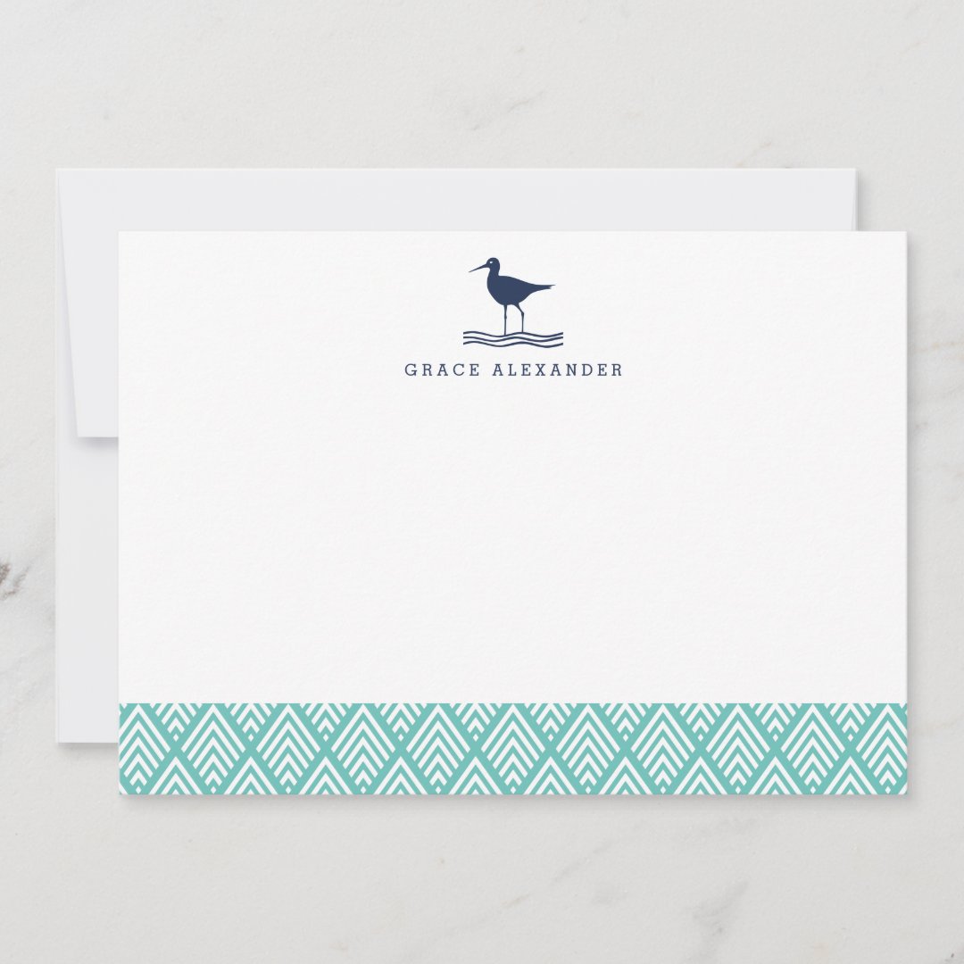 Sandpiper Personalized Stationery Flat Cards Zazzle